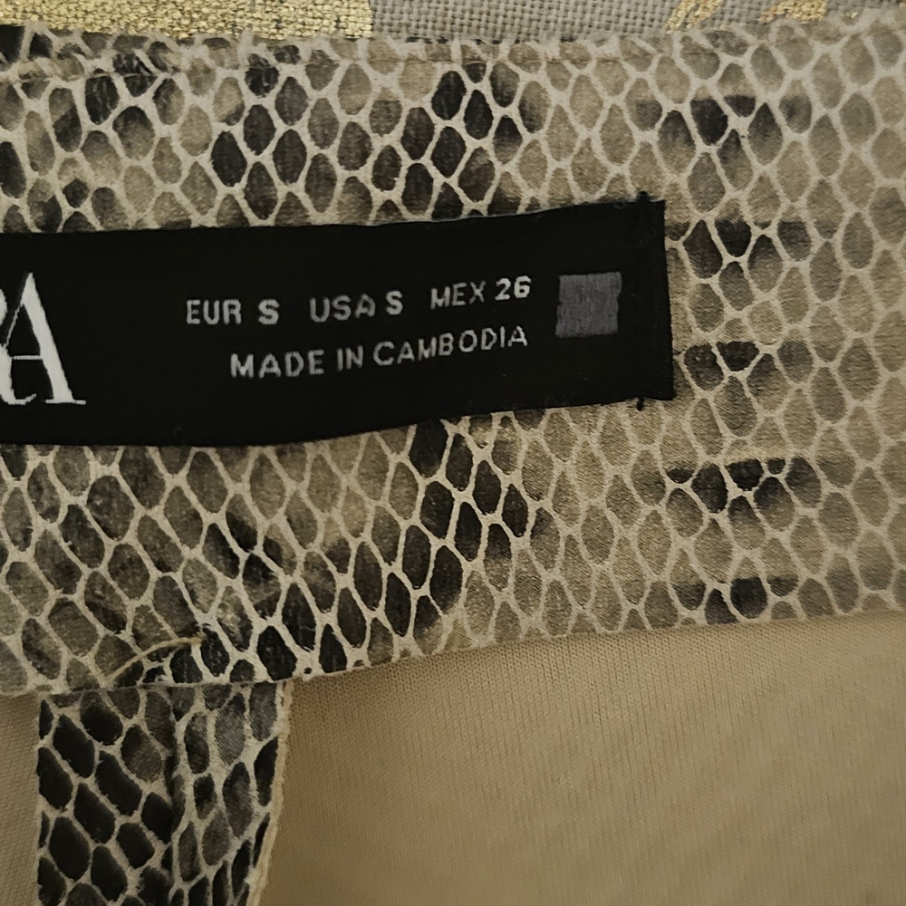 Zara NWOT SKORT Beige & Black Faux Snakeskin Print  Sz S - Picture 7 of 12